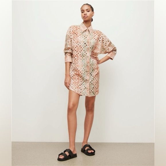 New! Allsaints Inez Marea Broiderie Shirt Dress 🤍 sz 6 - Picture 4 of 13